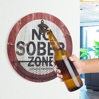 American Art Décor "No Sober Zone" Bottle Opener Wall Decor