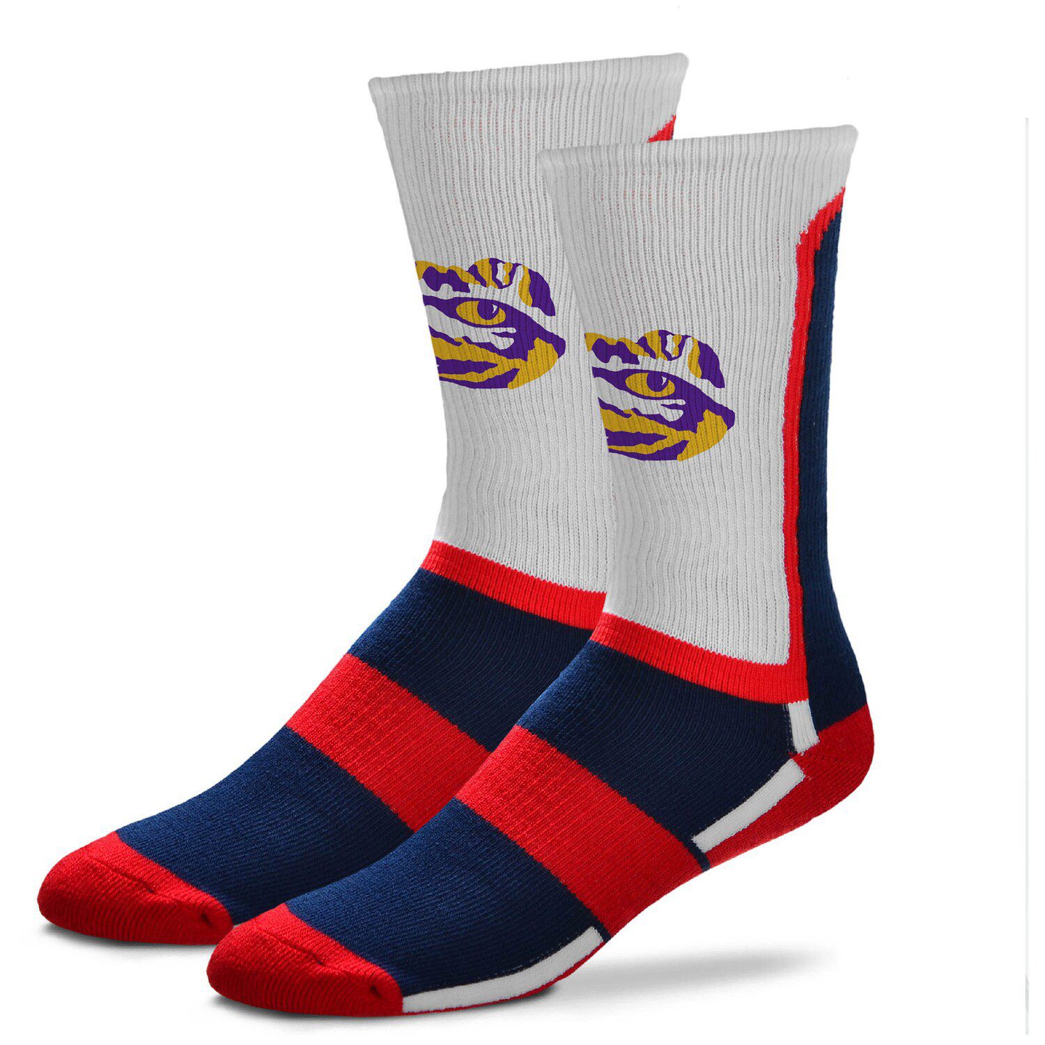 Image for Unbranded Men's For Bare Feet LSU Tigers Patriotic Crew Socks at Kohl's.