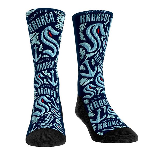 Youth Rock Em Socks Seattle Kraken Logo Sketch Crew Socks