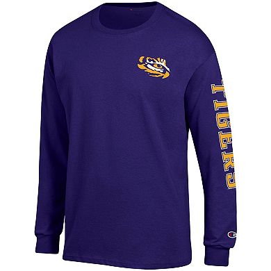 Men's Champion Purple LSU Tigers Team Stack Long Sleeve T-Shirt