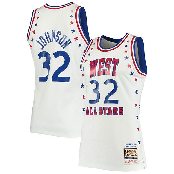 Men's Mitchell & Ness Magic Johnson White Los Angeles Lakers 1983 NBA  All-Star Game Hardwood Classics Authentic Jersey