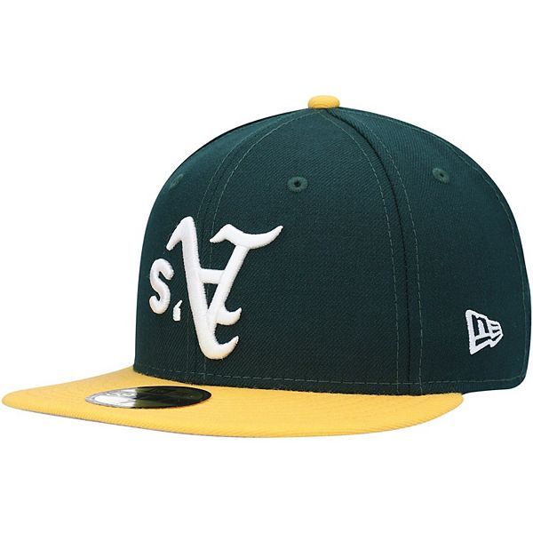 Oakland A's Athletics Green/Yellow Fitted Hat Sz 7 3/8 New Era Elephant MLB  Cap