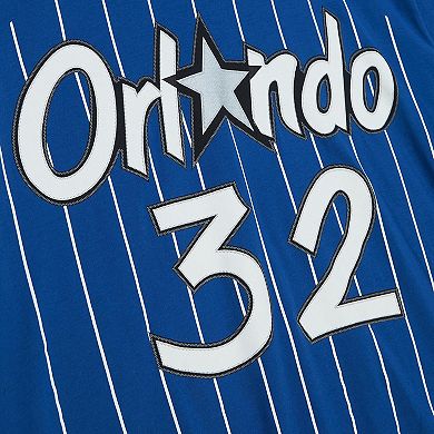 Men's Mitchell & Ness Shaquille O'Neal Blue Orlando Magic Hardwood Classics Stitch Name & Number T-Shirt