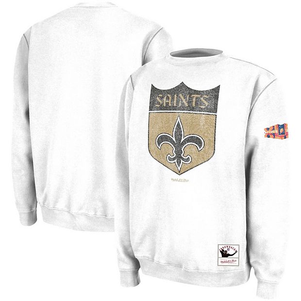 Men's Mitchell & Ness White New Orleans Saints Rings VIP Champions Pullover  Sweater