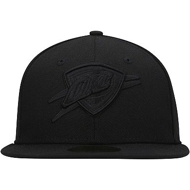 Men's New Era Oklahoma City Thunder Black On Black 59FIFTY Fitted Hat