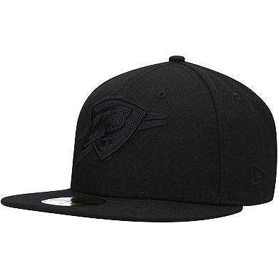 Men's New Era Oklahoma City Thunder Black On Black 59FIFTY Fitted Hat