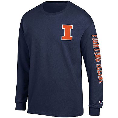 Men's Champion Navy Illinois Fighting Illini Team Stack Long Sleeve T-Shirt