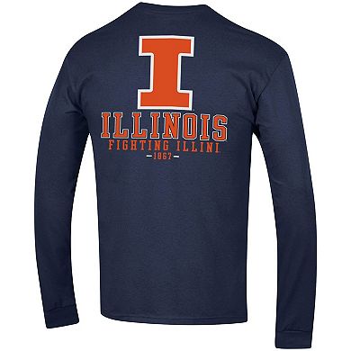 Men's Champion Navy Illinois Fighting Illini Team Stack Long Sleeve T-Shirt