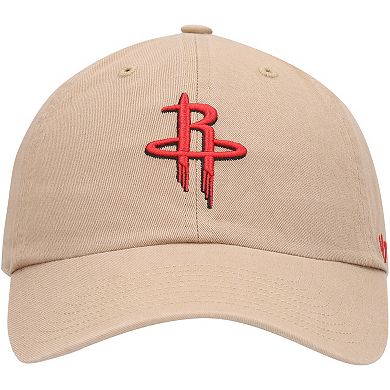 Men's '47 Khaki Houston Rockets Logo Clean Up Adjustable Hat