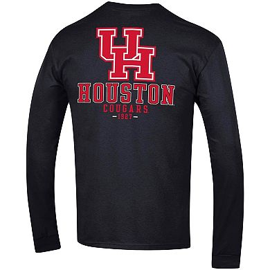 Men's Champion Black Houston Cougars Team Stack Long Sleeve T-Shirt