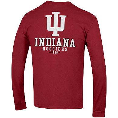 Men's Champion Crimson Indiana Hoosiers Team Stack Long Sleeve T-Shirt
