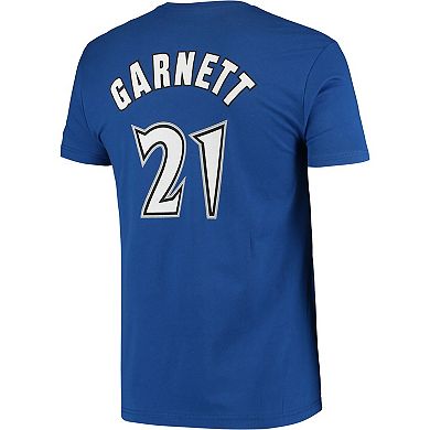 Men's Mitchell & Ness Kevin Garnett Blue Minnesota Timberwolves Hardwood Classics Stitch Name & Number T-Shirt