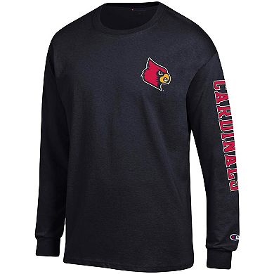 Men's Champion Black Louisville Cardinals Team Stack Long Sleeve T-Shirt