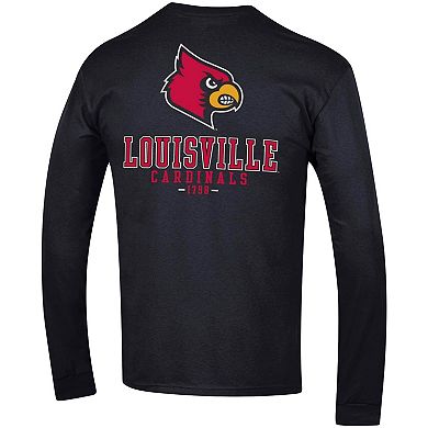 Men's Champion Black Louisville Cardinals Team Stack Long Sleeve T-Shirt