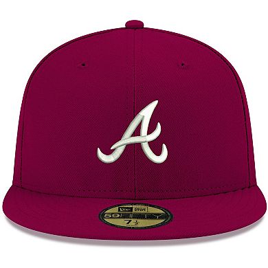 Men's New Era Cardinal Atlanta Braves White Logo 59FIFTY Fitted Hat