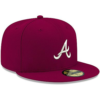 Men's New Era Cardinal Atlanta Braves White Logo 59FIFTY Fitted Hat