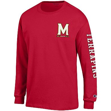 Men's Champion Red Maryland Terrapins Team Stack Long Sleeve T-Shirt