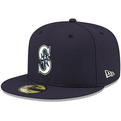 Men's New Era Navy Seattle Mariners Logo White 59FIFTY Fitted Hat