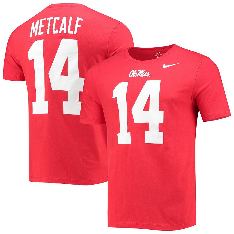 Mens Nike DK Metcalf Red Ole Miss Rebels Alumni Name & Number T-Shirt, Siz