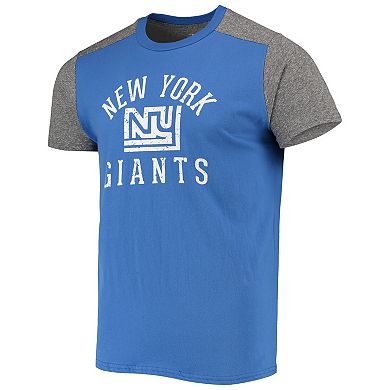 Men's Majestic Threads Royal/Heathered Gray New York Giants Gridiron Classics Field Goal Slub T-Shirt
