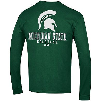 Men's Champion Green Michigan State Spartans Team Stack Long Sleeve T-Shirt