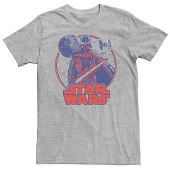 Men's Star Wars Darth Vadar Approaches Death Star & Red Logo Tee