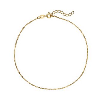 PRIMROSE 18k Gold Over Silver Twisted Cable Chain Anklet