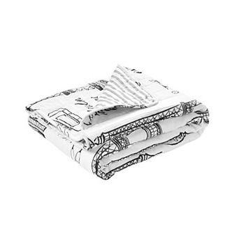 Lush Decor Paris Bonjour Reversible Throw Blanket