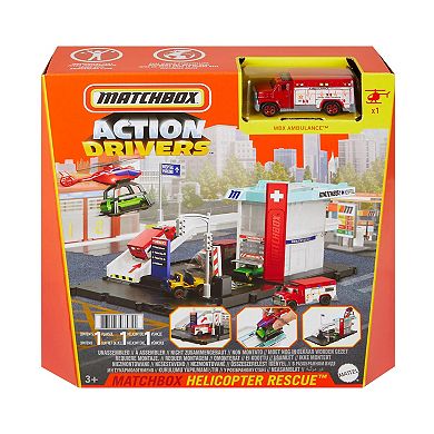 Mattel Matchbox Action Drivers Matchbox Helicopter Rescue Playset