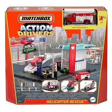 Mattel Matchbox Action Drivers Matchbox Helicopter Rescue Playset