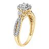 Love Always 10k Gold 5/8 Carat T.W. Diamond Halo Three-Stone Engagement Ring