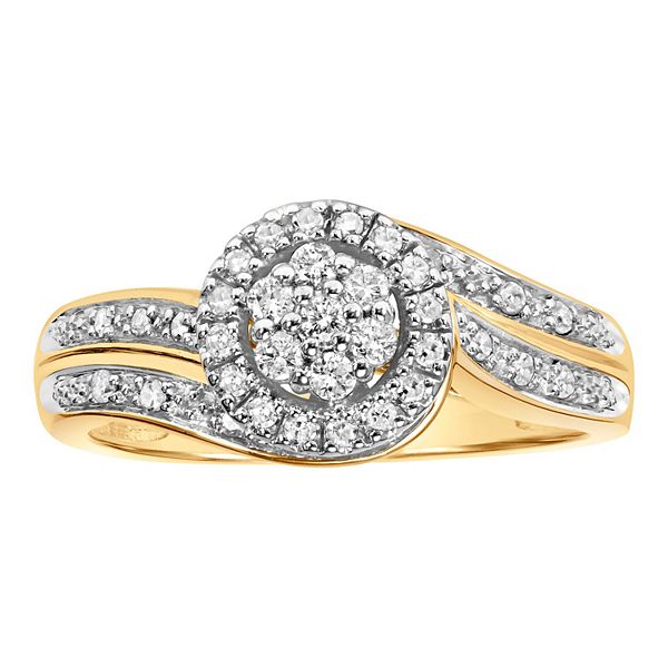 Love Always 10k Gold 1/4 Carat T.W. Diamond Cluster Halo Engagement Ring