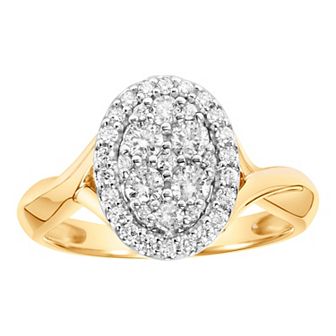 Love Always 10k Gold 1/2 Carat T.W. Diamond Oval Cluster Engagement Ring