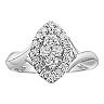 Love Always 10k White Gold 1/2 Carat T.W. Diamond Marquise-Shape Cluster Halo Engagement Ring
