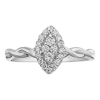 Love Always 10k White Gold 1/4 Carat T.W. Diamond Marquise-Shape Halo Engagement Ring
