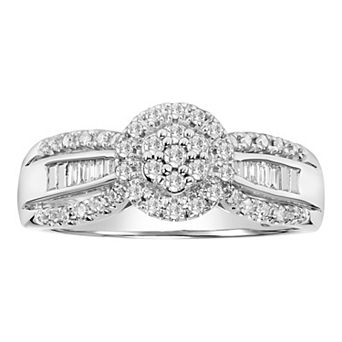 Love Always 10k White Gold 1/3 Carat T.W. Diamond Cluster Halo Engagement Ring