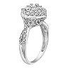 Love Always 10k White Gold 3/4 Carat T. W. Diamond Cluster Scalloped Halo Engagement Ring