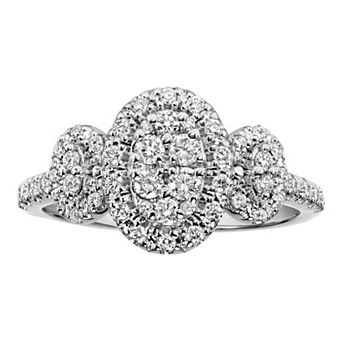 Love Always 10k White Gold 1/2 Carat T.W. Diamond Oval Cluster Engagement Ring