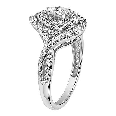 Love Always 10k White Gold 5/8 Carat T.W. Diamond Pear-Shape Double Halo Engagement Ring