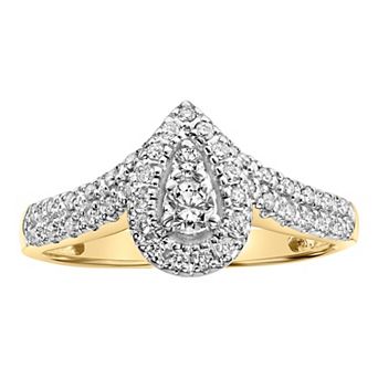 Love Always 10k Gold 1/3 Carat T.W. Diamond Pear-Shape Halo Engagement Ring