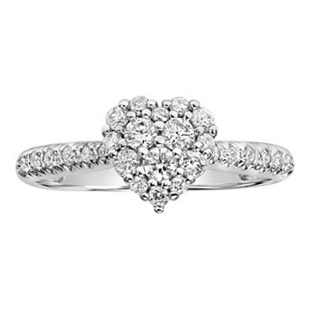 Love Always 10k White Gold 1/2 Carat T.W. Diamond Heart Cluster Engagement Ring