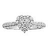 Love Always 10k White Gold 1/2 Carat T.W. Diamond Heart Cluster Engagement Ring