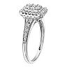 Love Always 10k White Gold 1/2 Carat T.W. Diamond Emerald-Shape Halo Engagement Ring