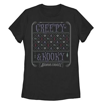 Juniors' The Addams Family Christmas Creepy And Kooky Tee