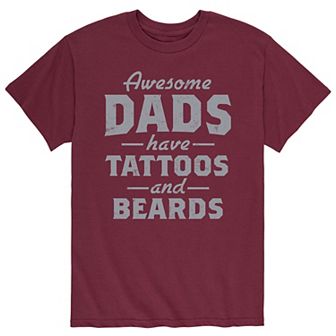 Men's Awesome Dads Tattoos Beards Tee