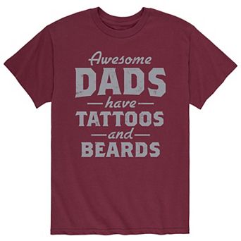 Men's Awesome Dads Tattoos Beards Tee