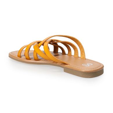 SO® Pineberry Women's Strappy Slide Sandals