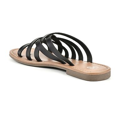 SO® Pineberry Women's Strappy Slide Sandals