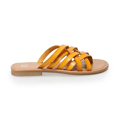 SO® Pineberry Women's Strappy Slide Sandals