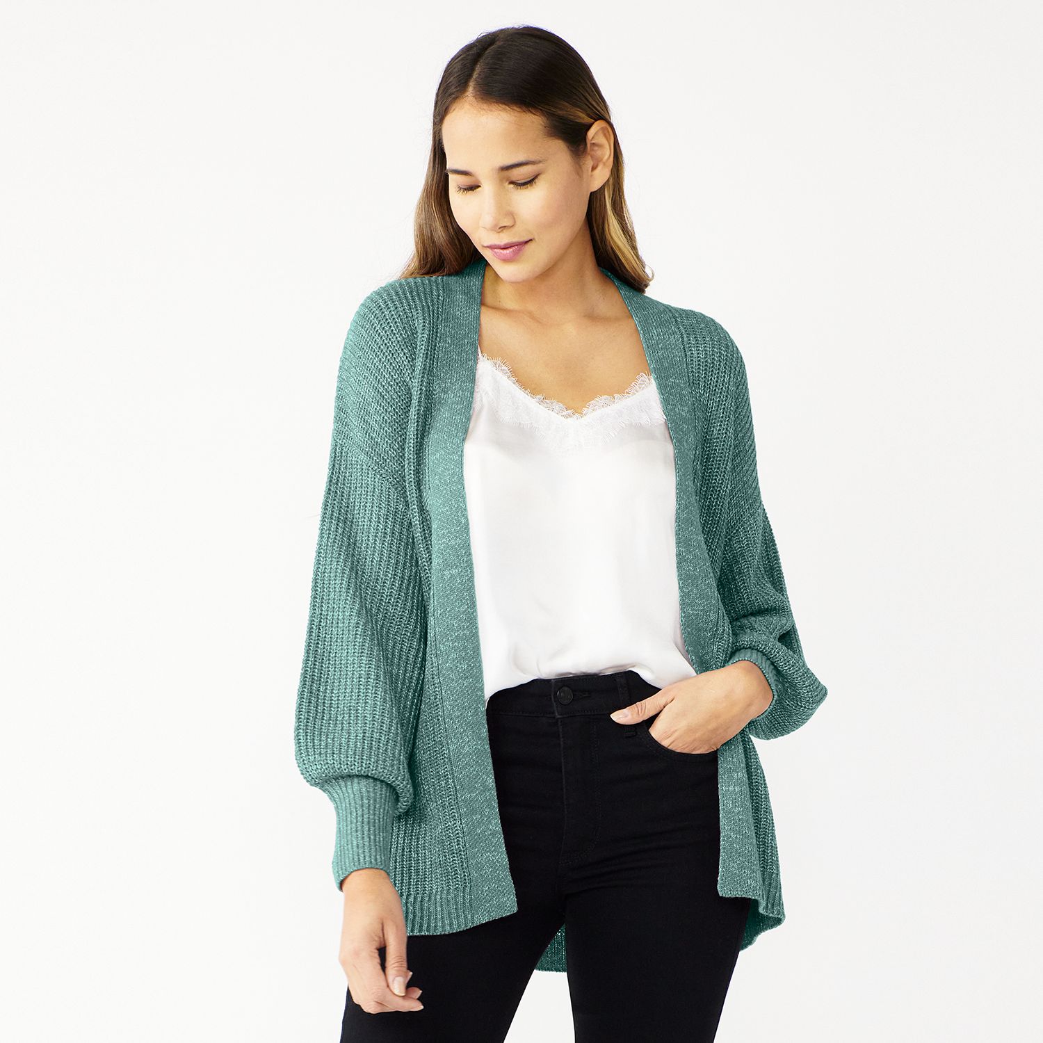 balloon sleeve sweater cardigan